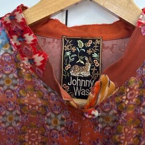 Johnny Was Orange and Red Floral Top